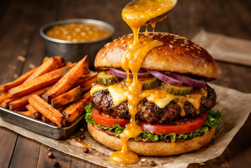Gold Burgers with Sweet Potatoes